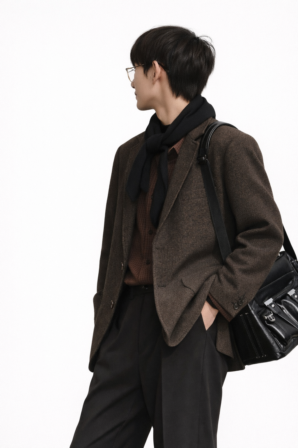 Men’s Chestnut Brown Plaid Blazer | British Vintage Style | Relaxed Loose Fit | Notched Lapel Single-Breasted Suit Jacket